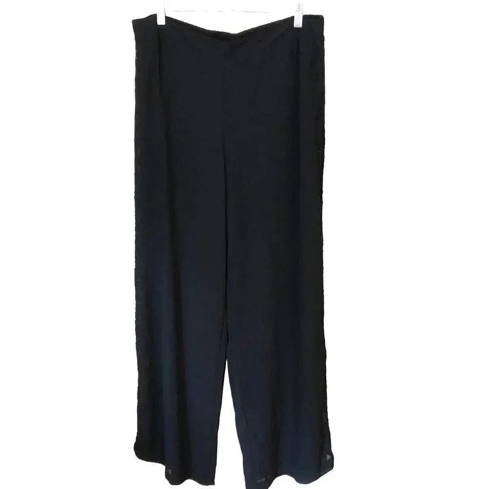 Ny Collection Wide Legs Laces on side of leg Casual Pull on Pants women size XL